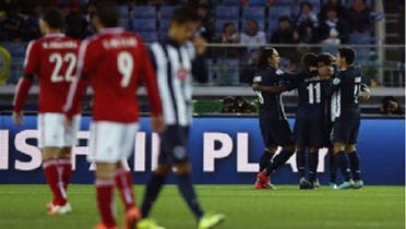 Monterrey players celebrate after teammate Jesus Corona scored against Egypt\'s Al-Ahly. (Reuters)