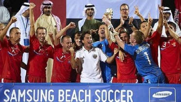 Russia was named the Champion at last year’s Samsung Beach Soccer Intercontinental Cup, 2012\'s event will kick off in Dubai this month. (Image courtesy beachsoccer.com)