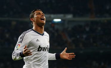 Cristiano Ronaldo celebrates his goal during their Spanish first division soccer match against Real Sociedad. (Reuters)