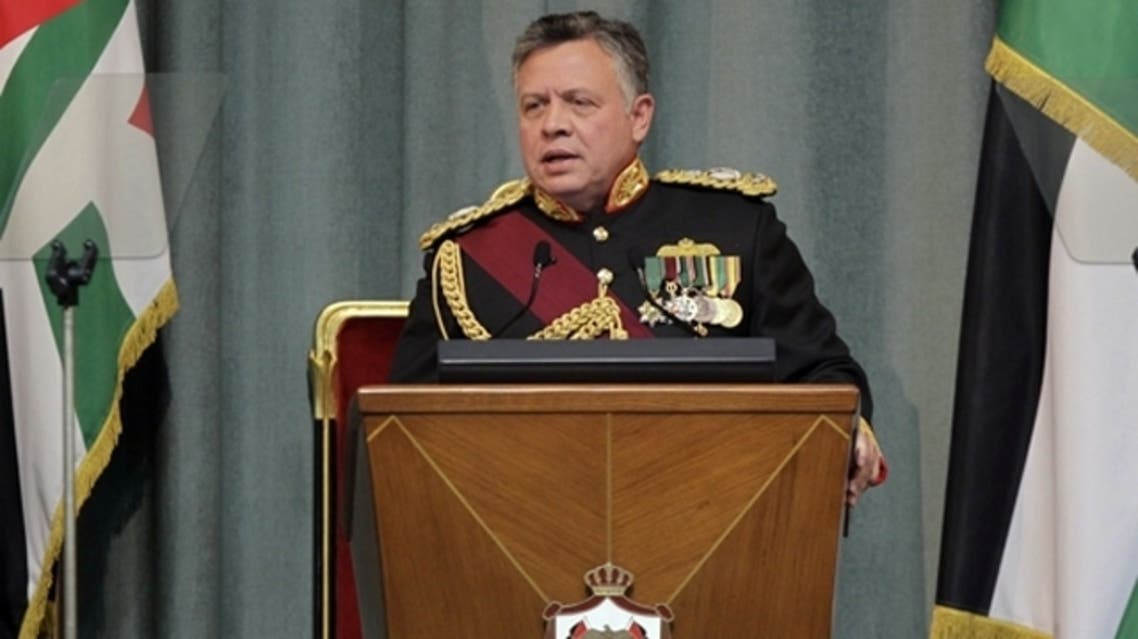 Jordan's King Abdullah II addresses the opening of the Jordanian Parliament in the capital Amman on Feb.10, 2013. (AFP)