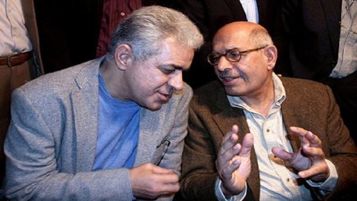 Egyptian Salvation Front leaders Former Egyptian presidential candidate Hamdin Sabahi (L) and Nobel Prize laureate Mohamed ElBaradei(R). (AFP)