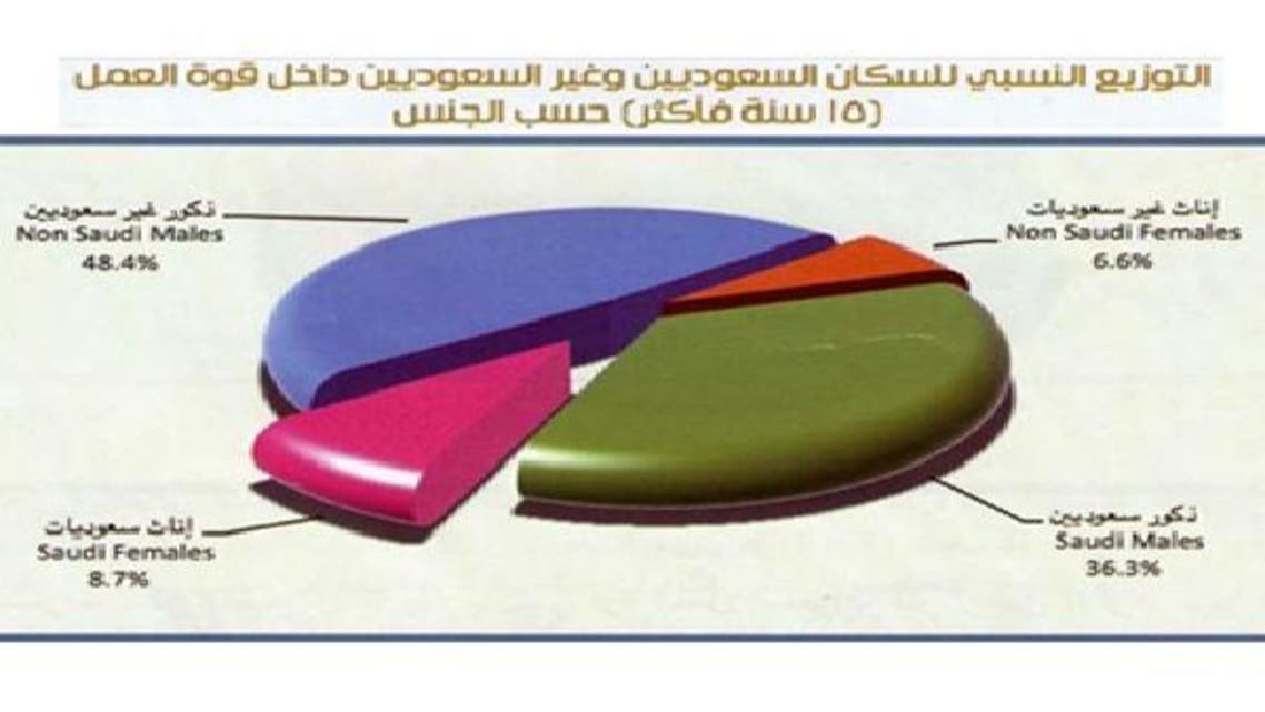 رسم توضيحي لقوة العمل في السعودية