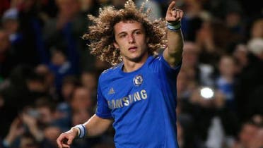Chelsea’s David Luiz celebrates his goal against Aston Villa during their English Premier League soccer match at Stamford Bridge in London. (Reuters)