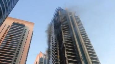 The causes of the blaze at a building in Dubai’s JLT area were not immediately known. (Al Arabiya)
