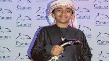 Fourteen-year-old Ahmed al-Dahouri received the award for his role in a movie at the Cannes Corporate and TV Festival. (Courtesy to The Gulf News)
