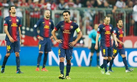 لاعبو برشلونة متأثرون من شدة الهزيمة الألمانية