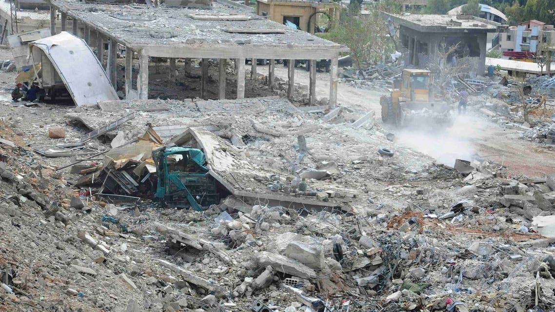 Damage is seen in what appears to be a chicken farm following an air strike near Damascus May 5, 2013, in this handout photograph distributed by Syria's national news agency SANA.