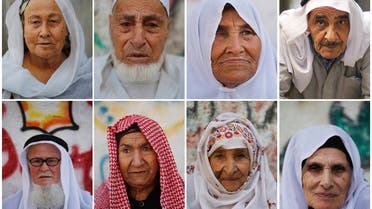A combination picture shows portraits of Palestinian refugees, who witnessed Nakba, as they pose for photographs in Jabalya refugee camp in the northern Gaza Strip May 14, 2013. (Reuters)