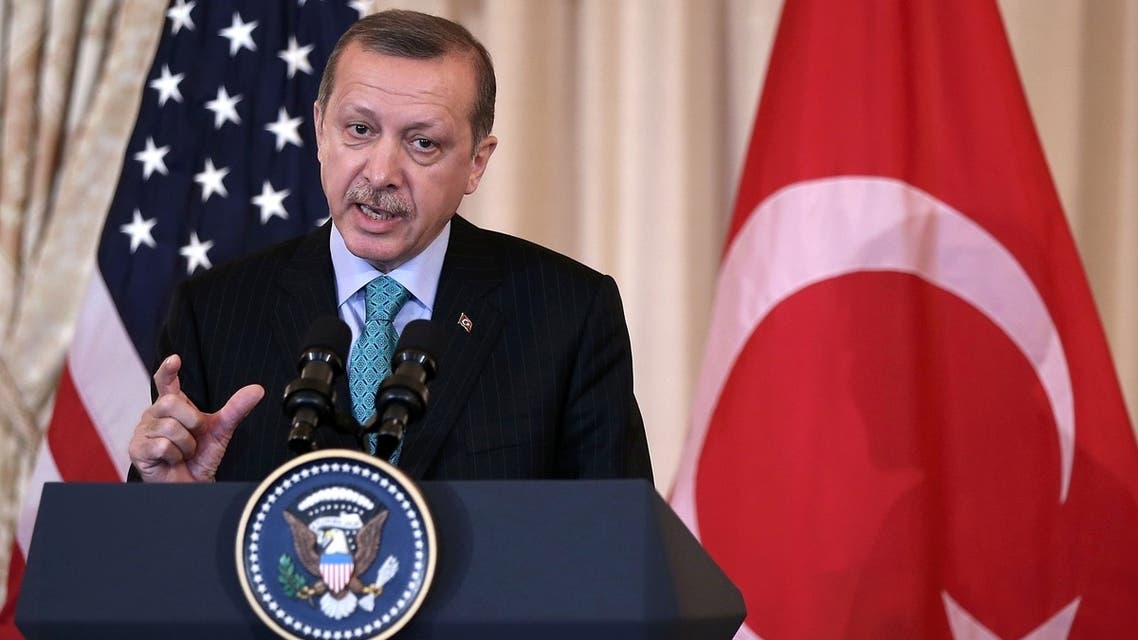 Prime Minister of Turkey Recep Tayyip Erdogan speaks during a luncheon hosted by U.S. Vice President Joseph Biden and U.S. Secretary of State John Kerry at the State Department May 16, 2013 in Washington, DC. (AFP)