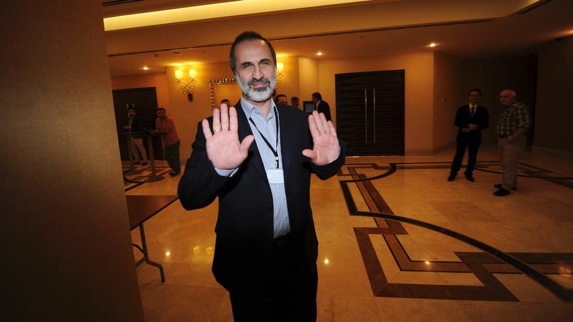 Former leader of the Syrian National Coalition (SNC) Moaz Alkhatib reacts as he arrives for a meeting in Istanbul May 23, 2013. (Reuters)