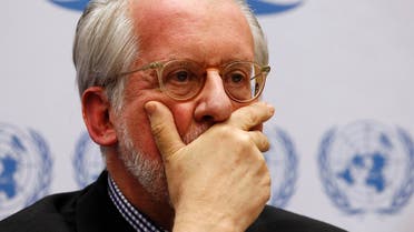 Paulo Pinheiro, chairperson of the International Commission of Inquiry on Syria for the United Nations Human Rights Council listens during a news conference on the presentation of their latest report at the U.N. In Geneva June 3, 2013. reuters