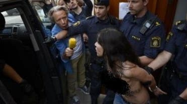 Femen stages topless protest in Stockholm mosque