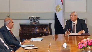 الرئيس المصري عدلي منصور مجتمعاً مع محمد البرادعي