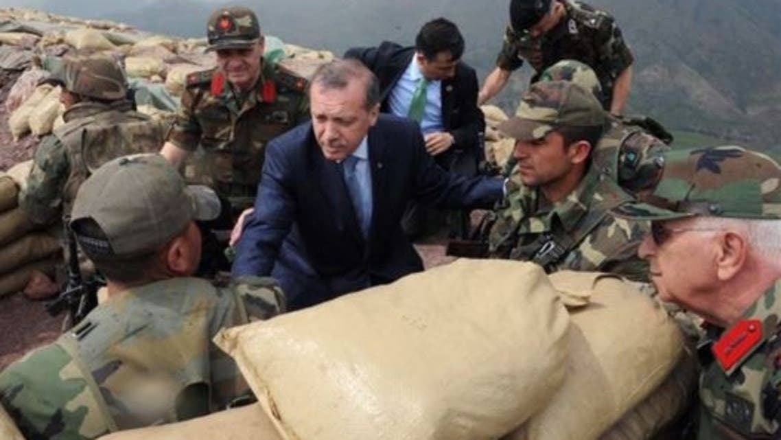 Turkish Prime Minister Erdogan meeting with troops along the Iraqi border June 2010. (File photo: AFP)