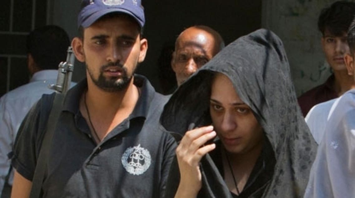 Khadija Shah, right, from Birmingham is imprisoned in a Pakistan jail with her two-month-old baby and faces the death penalty. Photograph: Faisal Mahmood/Reuters