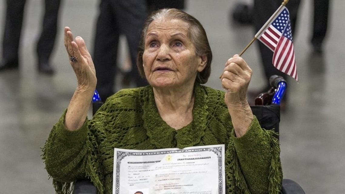 “I’m shaking because I’m so happy,” 99-year-old Khatoun Khoykani said as she wiped away tears of joy. (Photo courtesy: AP)