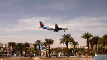 A picture taken on February 24, 2011 shows a Israir company plane preparing to land at Eilat's airport in the center of the Israeli Red Sea resort. (AFP)