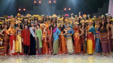 Miss World 2013 contestants pose after their parade during the opening ceremony in Nusa Dua, on the resort island of Bali on September 8, 2013. (AFP)