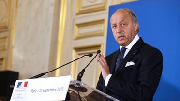  French Foreign Affairs minister Laurent Fabius gives a press conference on the situation in Syria, on September 10, 2013 at the ministry in Paris. afp