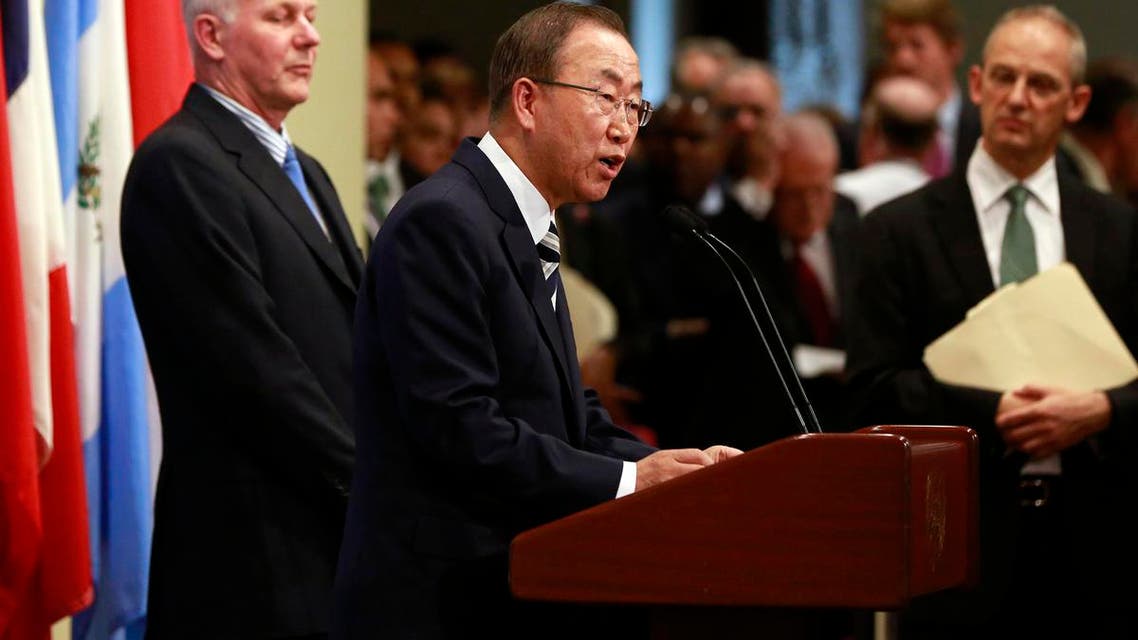 U.N. Secretary-General Ban Ki-moon speaks to the media after briefing the Security Council on the U.N. chemical weapons use in Syria. (Reuters)