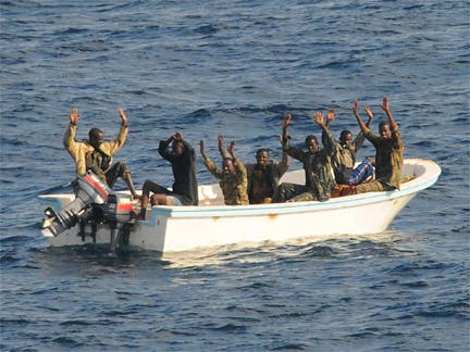 Suspected pirates arrested by the US navy in the Gulf of Aden