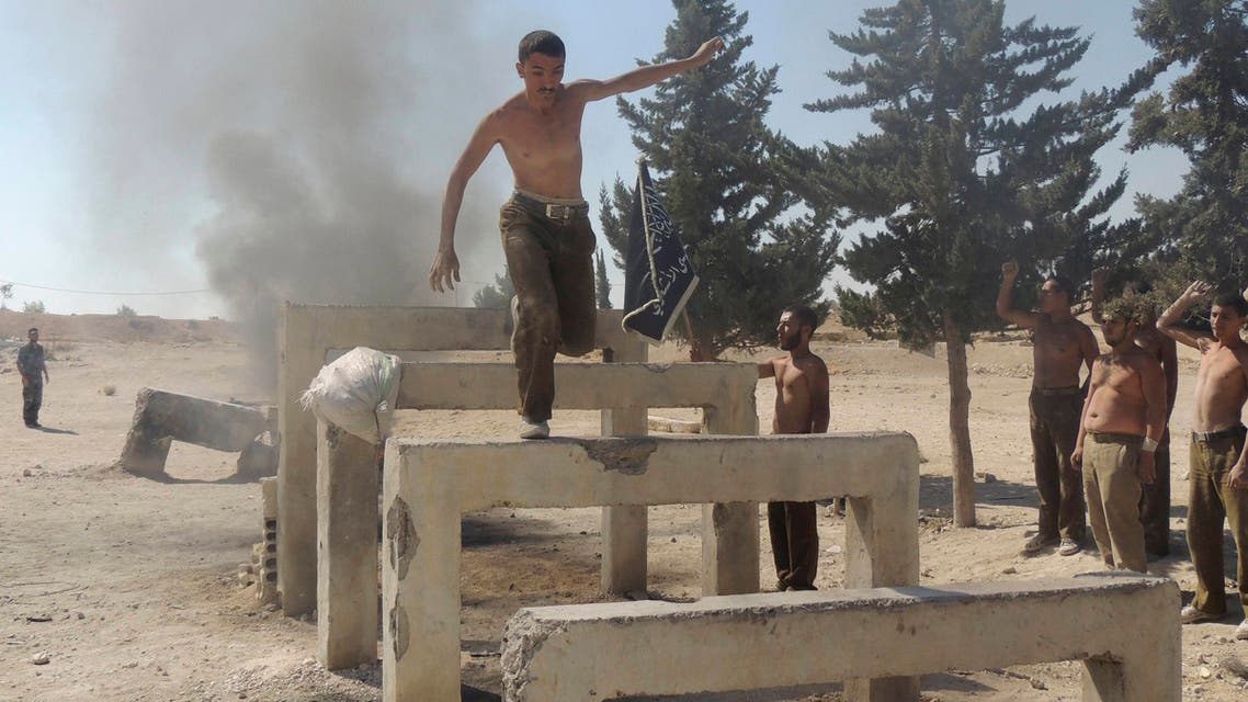 New recruits attend military training to be part of the Free Syrian Army in eastern Ghouta, near Damascus, October 2, 2013. (Reuters)
