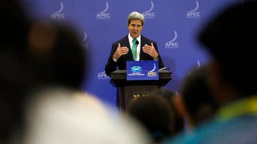 U.S. Secretary of State John Kerry gestures during a news conference at the Asia Pacific Economic Cooperation (APEC) ministerial meeting in Nusa Dua, Bali island October 5, 2013. reu