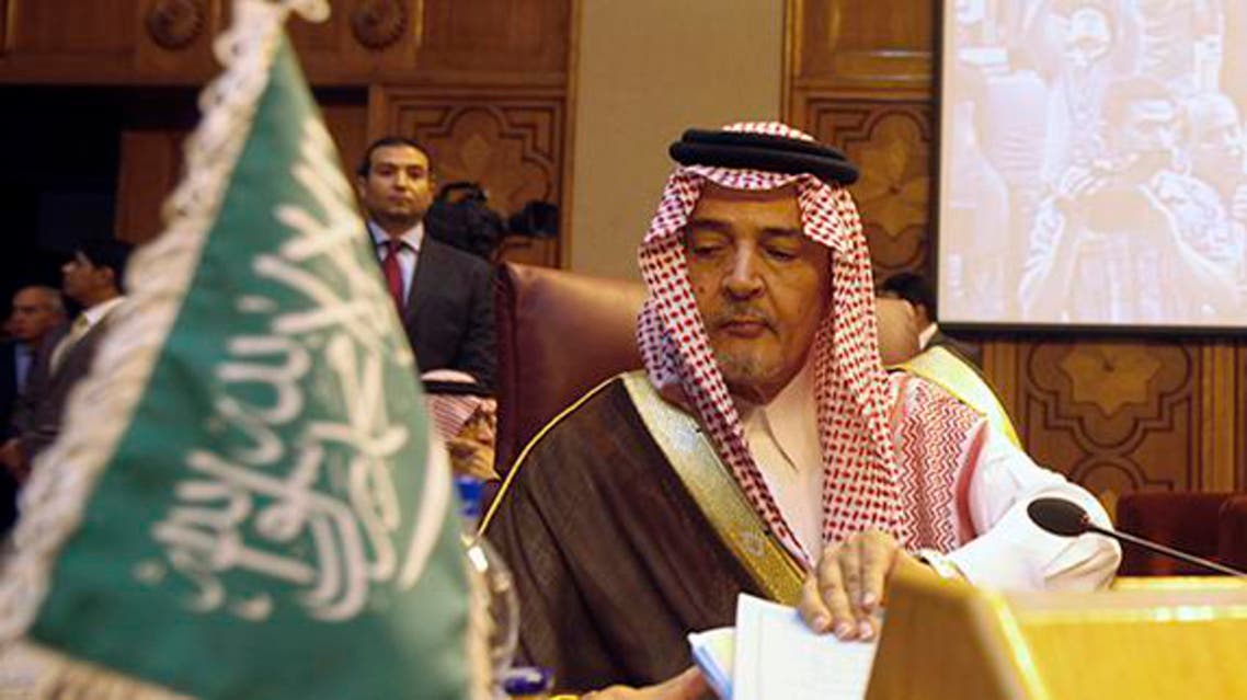 Saudi Arabia's Foreign Minister Prince Saud al-Faisal attends the opening of an Arab foreign ministers emergency meeting to discuss the Syrian crisis and the potential military strike on President Bashar al-Assad's regime, at the Arab League headquarters in Cairo, September 1, 2013. reuters