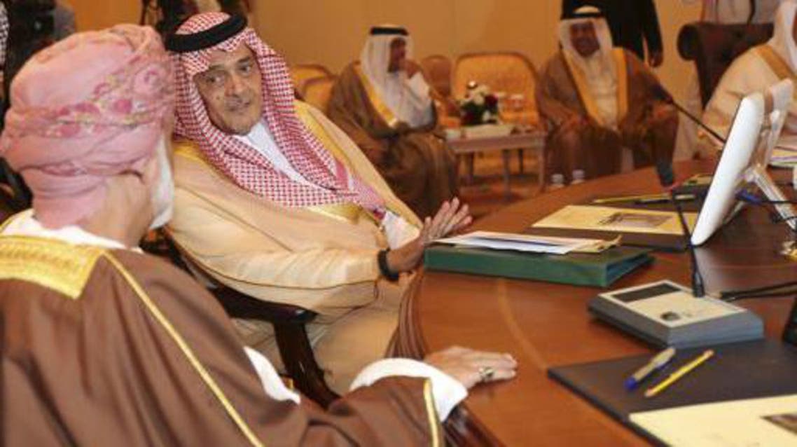 Saudi Foreign Minister Saud al-Faisal chats at a meeting of foreign ministers of the Gulf Cooperation Council's countries. (File photo: Reuters)