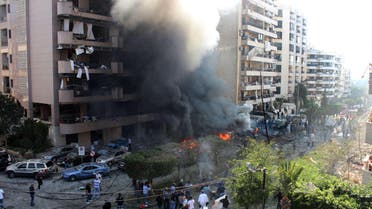 Flames rise from the site of a blast in Bir Hassan neighborhood in the southern Beirut on Nov. 19, 2013. (AFP)