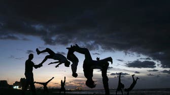 Practicing parkour in Libya 