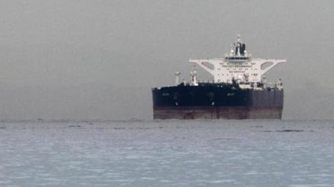Malta-flagged Iranian crude oil supertanker ''Delvar'' is seen anchored off Singapore March 1, 2012.
