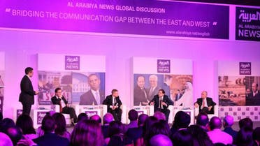 Faisal J. Abbas, Editor-in-Chief of Al Arabiya News, opens AL ARABIYA NEWS GLOBAL DISCUSSION at Armani Hotel Burj Khalifa, Dubai on Nov. 30, 2013. (Al Arabiya)