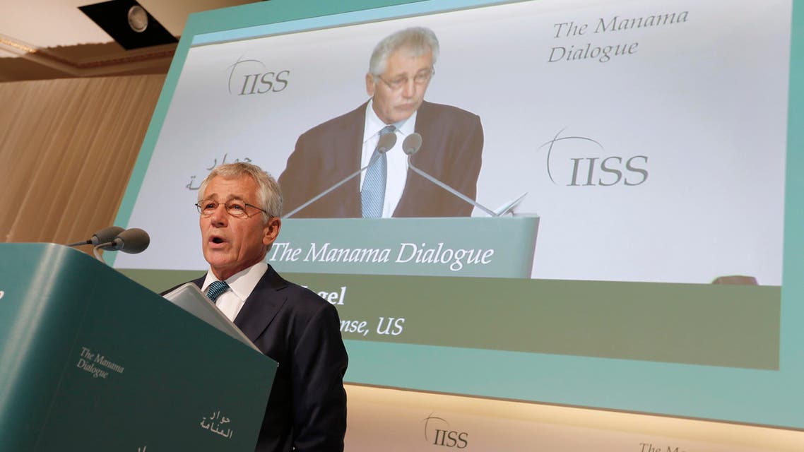 U.S. Defense Secretary Chuck Hagel speaks at the IISS Regional Security Summit - The Manama Dialogue, in Manama, December 7, 2013.