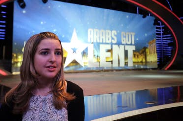 Jennifer Grout, the American contestant in the pan-Arab TV program “Arabs Got Talent” is seen at the MBC television station studios in Zouk Mosbeh, north of Beirut, during rehearsals on Dec. 4, 2013. (AFP)