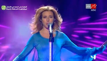 Jennifer Grout (C) performing at the MBC television station studios in Zouk Mosbeh, north of Beirut. (Photo courtesy MBC YouTube Channel)