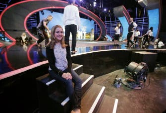 Jennifer Grout at the MBC television station studios in Zouk Mosbeh, north of Beirut. (AFP)