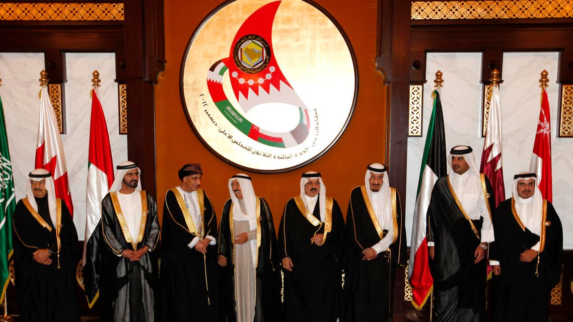 Dignitaries pose for a group photo prior to the start of the Gulf Cooperation Council (GCC) Summit at Sakhir Palace in Sakhir south of Manama, Bahrain, December 24, 2012. reuters
