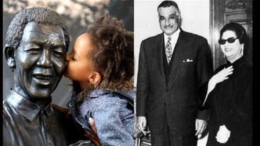 عبد الناصر مع أم كلثوم وقبلة لطفلة على تمثال مانديلا