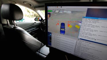A screen displays sensor readings in a driverless car at the Volkswagen Automotive Innovation Laboratory at Stanford University in April 2010. (File photo: Reuters)