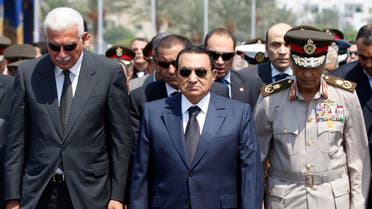 Former Egyptian Defence Minister Field Marshall Mohamed Hussein Tantawi (R) is seen with former President Hosni Mubarak (C) and Egyptian Prime Minister Ahmed Nazif in 2008. reu
