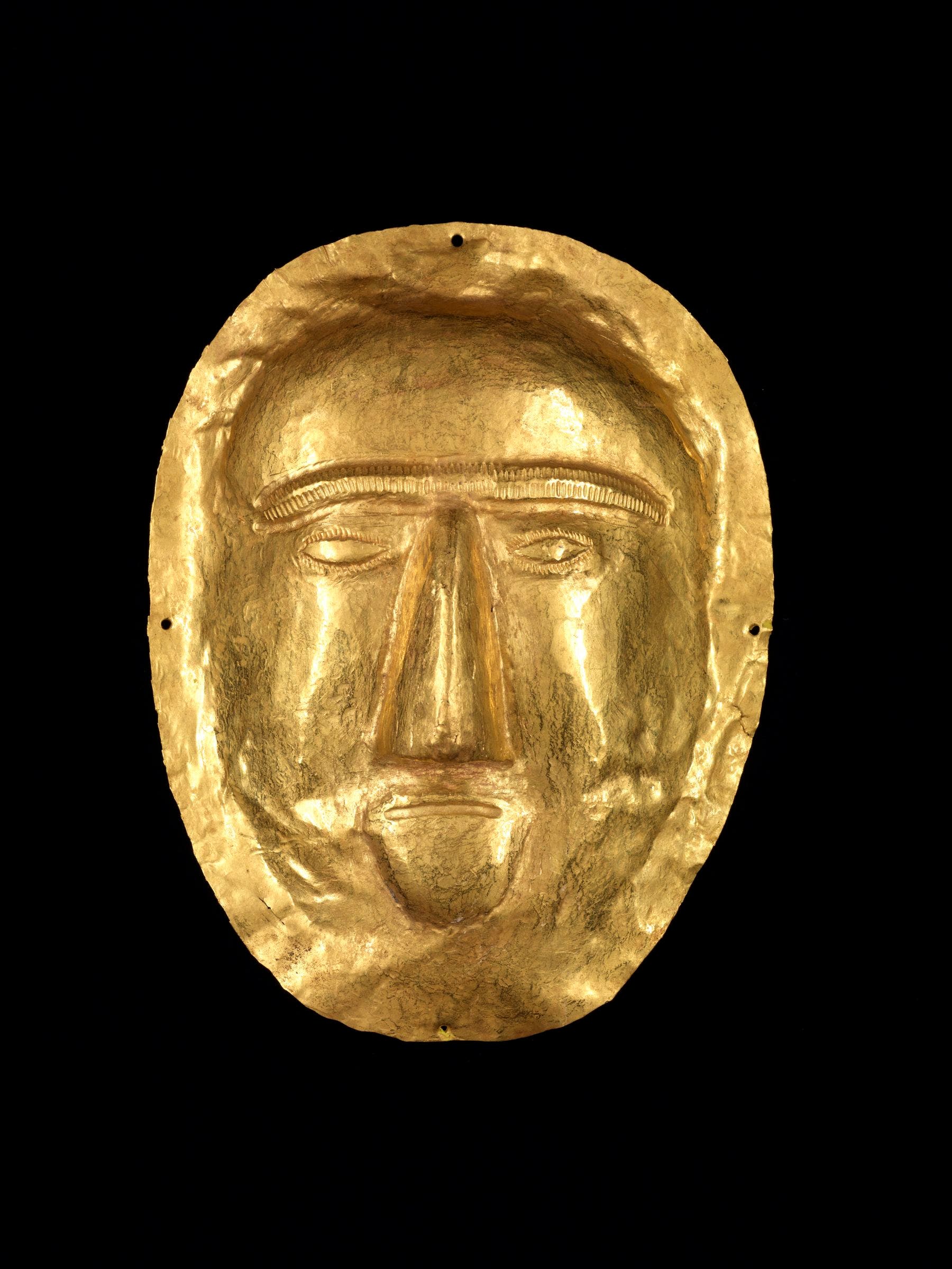 Funerary Mask, Thaj, Tell al-Zayer, Saudi Arabia, 1st century BC, gold, National Museum, Riyadh