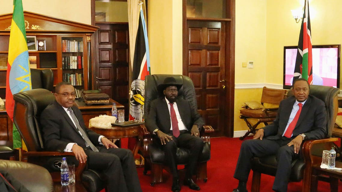Ethiopia's Prime Minister Hailemariam Desalegn, South Sudan President Salva Kiir and Kenya's President Uhuru Kenyatta meet in the capital Juba December 26, 2013. (Reuters)