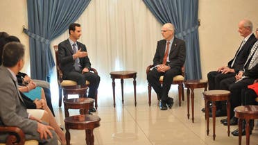 The Syrian presidency posted this picture showing Bashar al-Assad meeting with the Australian delegation