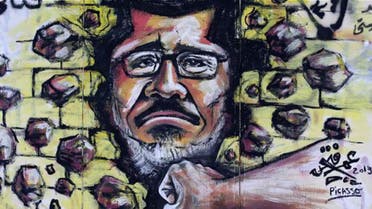 Graffiti depicting Egypt's Islamist President Mohammed Morsi covers an outer wall of the presidential palace in Cairo AP