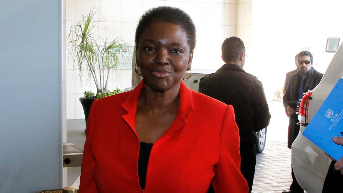The United Nations Under-Secretary-General for Humanitarian Affairs and Emergency Relief Coordinator Valerie Amos arrives at a hotel in Damascus January 11, 2014. reuters