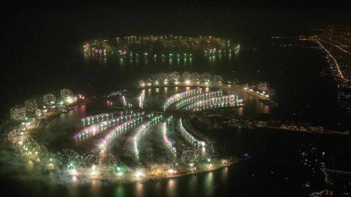 The glittering fireworks display spanned over 100 kilometers (60 miles) of the Dubai coast