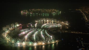 The glittering fireworks display spanned over 100 kilometers (60 miles) of the Dubai coast 