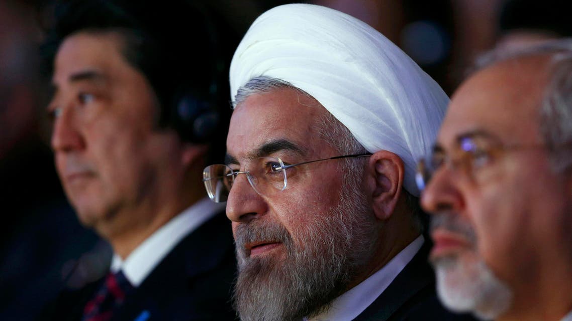 Japan’s Prime Minister Shinzo Abe, Iran’s President Hassan Rouhani and Iran’s Foreign Minister Mohammad Javad Zarif (L-R) listen to a special address during the annual meeting of the World Economic Forum (WEF) in Davos Jan.22, 2014. (Reuters)