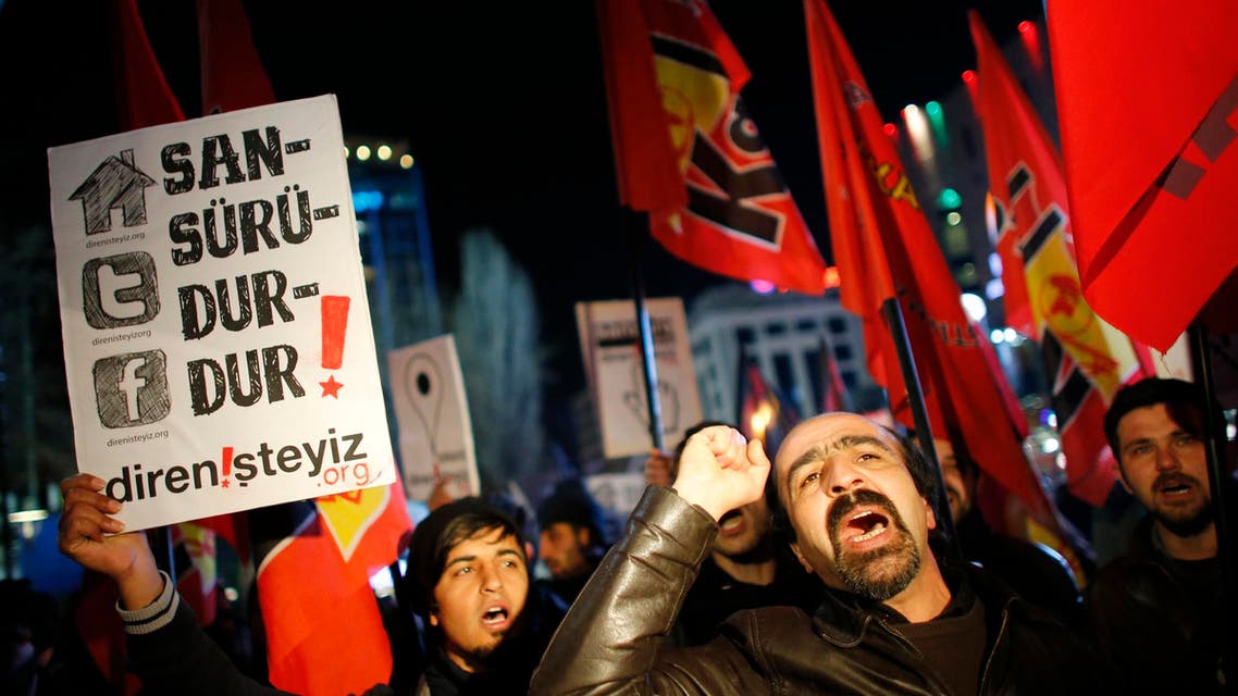 Protesters demonstrate against new controls on the internet approved by the Turkish parliament. (Reuters)